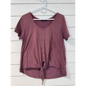 Coin 1804 Los Angeles Womens Mauve Grommet Front Tie High Low Top Size L